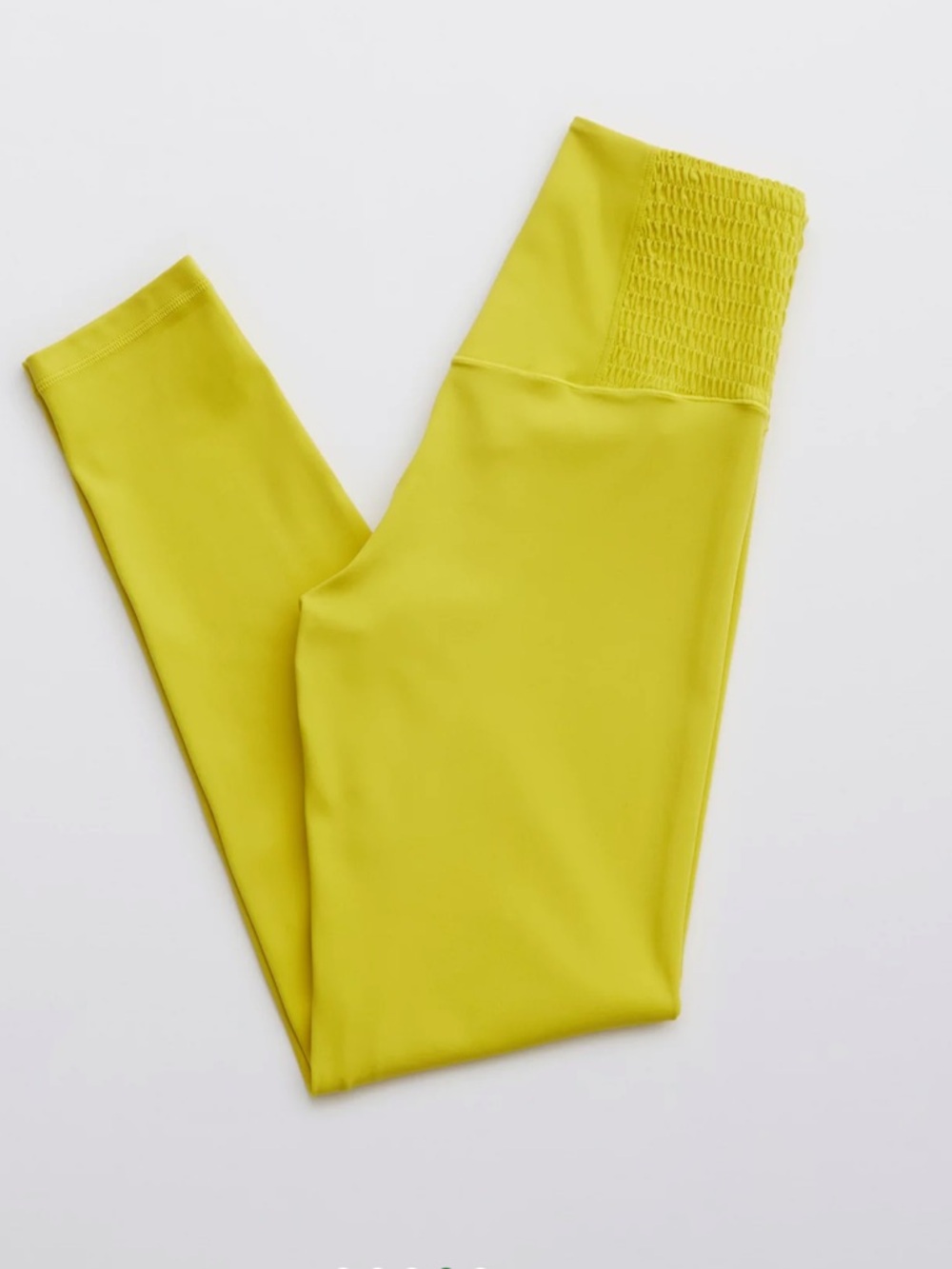 NEW Offline by Aerie Womens Real Me 7/8 Hi-Rise Smocked Leggings Green Rush MED